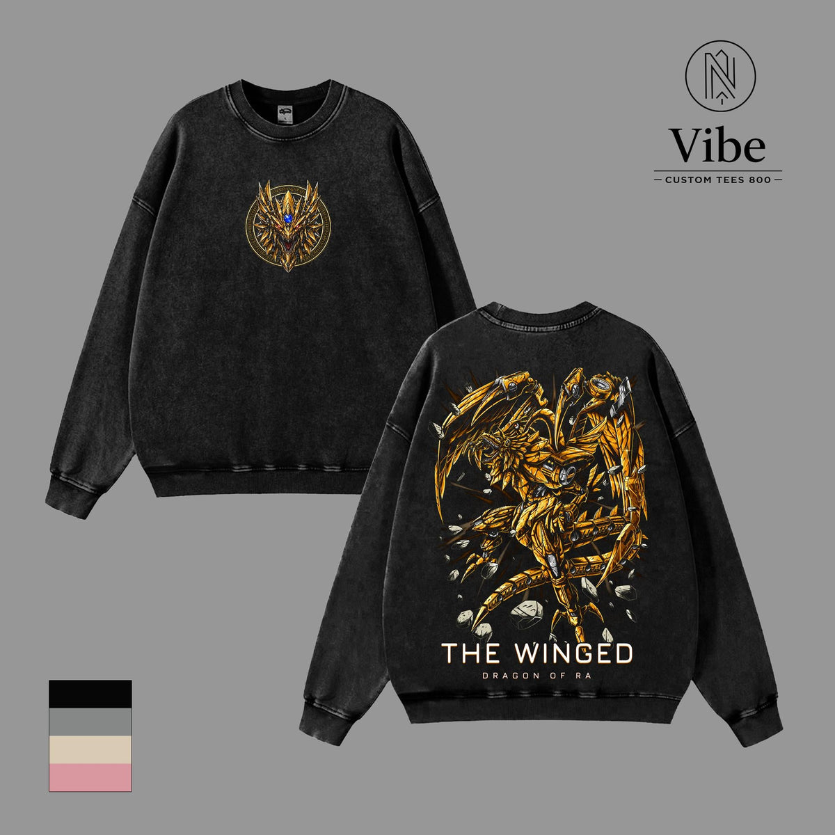 The Winged Dragon of Ra Yu-Gi-Oh Vintage Washed T-Shirt, Tank Top, Sweatshirt, Hoodie Egyptian God Card Golden Dragon Anime Graphic Tee, Oversized Japanese Streetwear Cotton Tshirt, Classic Menswear Clothes Apparel, Gift for Fans