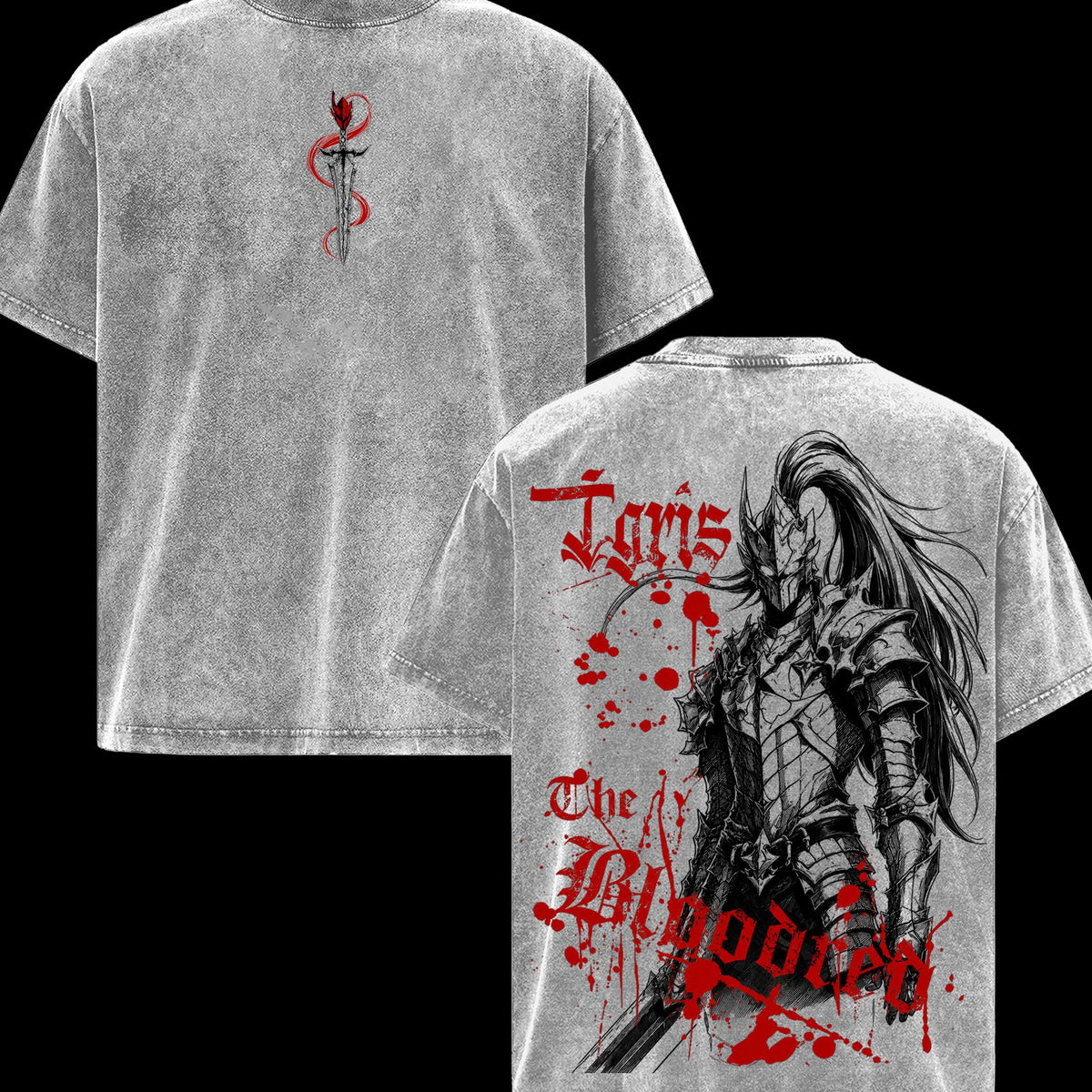 Solo Leveling Igris Vintage Washed Shirt, Double Sided Shadow Knight Anime Tee, Soft Cotton Oversized Menswear Top