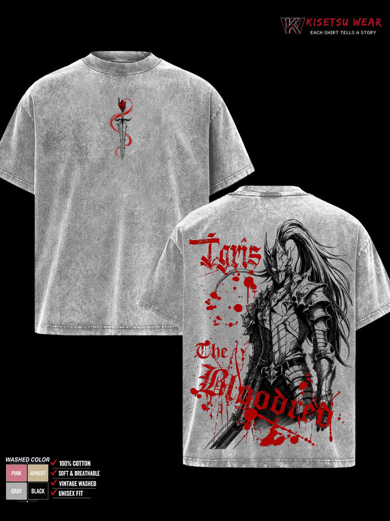 Solo Leveling Igris Vintage Washed Shirt, Double Sided Shadow Knight Anime Tee, Soft Cotton Oversized Menswear Top