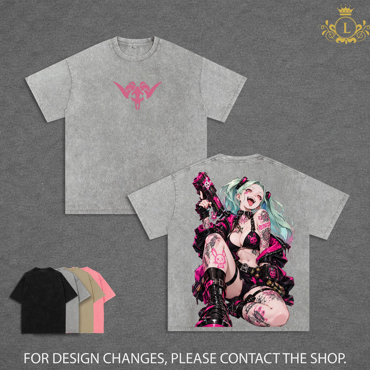 Limited Rebecca Cyberpunk Edgerunners Double Sided Graphic Tee, Oversized Vintage Washed Anime T-Shirt, Soft Cotton Round Neck Menswear Unisex Streetwear, Gift for Anime Fans