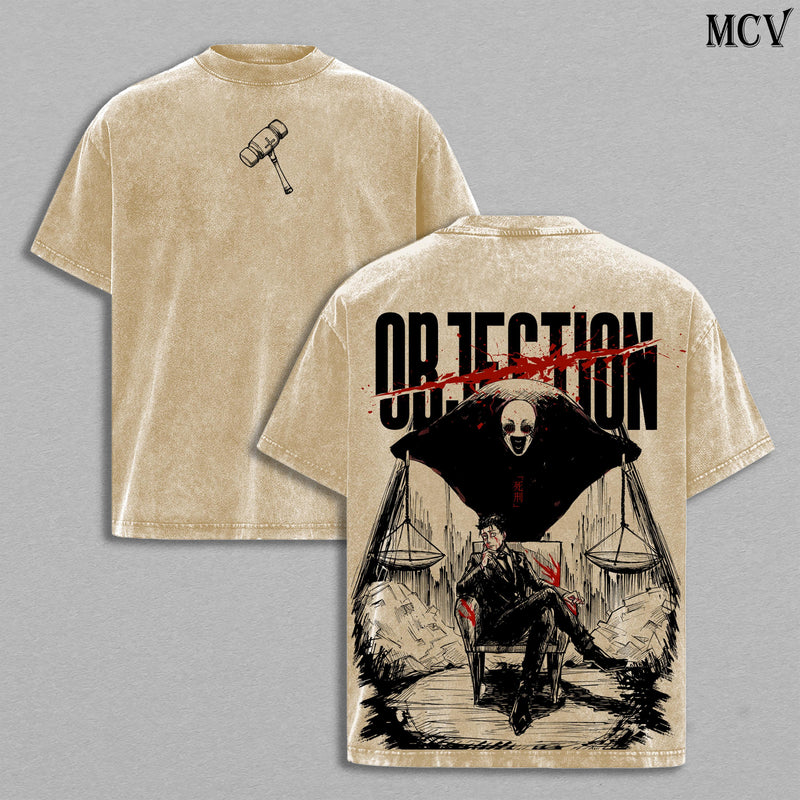 Hiromi Higuruma Washed Tee – Jujutsu Kaisen Anime Deadly Sentencing Judgeman Domain Expansion Graphic T-Shirt, Unisex Oversize Heavyweight Cotton Manga Streetwear JJK Tee