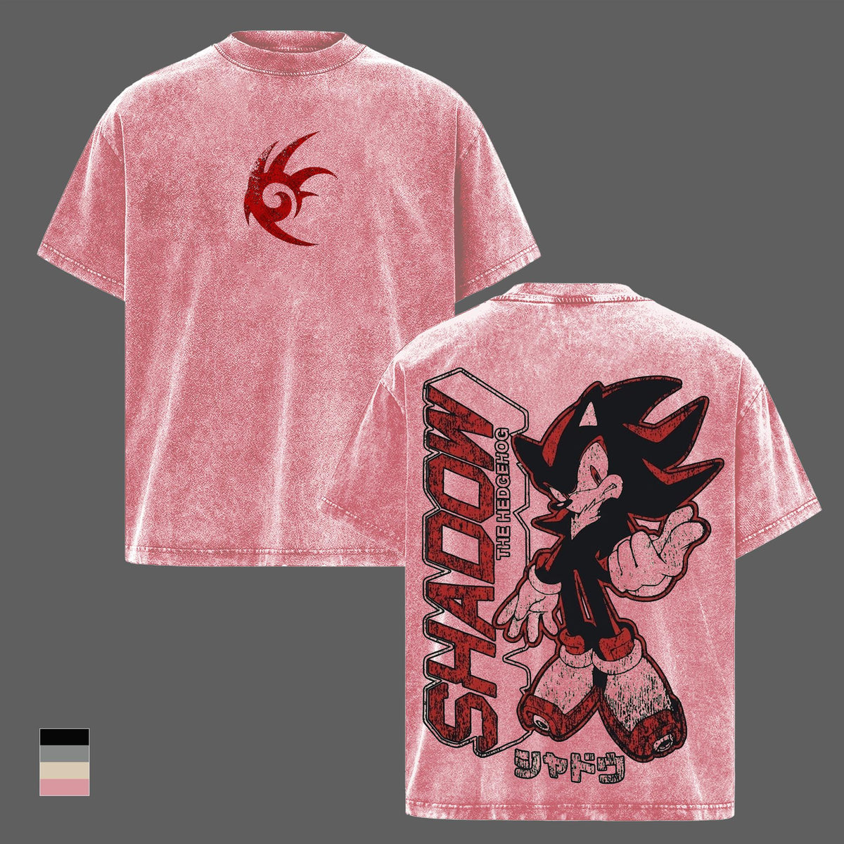 Shadow Hedgehog Vintage Washed Graphic T-Shirt, Oversized Heavyweight Cotton Tee, Sonic Gaming Streetwear, Retro Anime Game Shirt, Double Sided Graphic, Y2K Grunge Fashion, Collector Fan Merch Gift