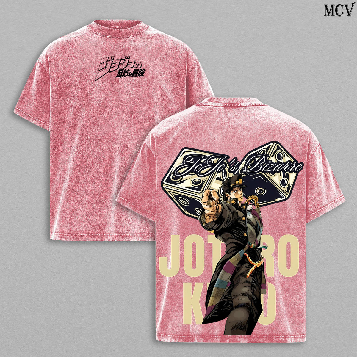 Jotaro Kujo Tee Washed – JoJo’s Bizarre Adventure Stardust Crusaders Vintage Washed Heavy Cotton Oversized Anime Manga T-Shirt & Hoodie, Double Printed Retro Unisex Streetwear Graphic Top, Star Platinum Stand Edition