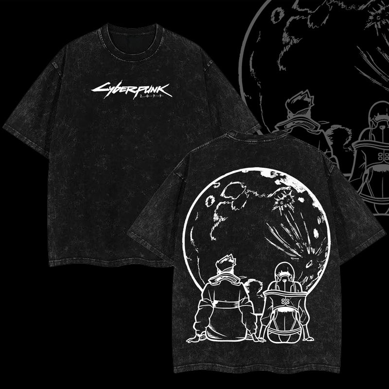David and Lucy's x Cyberpunk Edgerunners Unisex Acid Washed Lightweight TShirt, Edge Runner Shirt, Cyberpunk Edgerunners, Lucy Shirt, Fabric Top Cotton