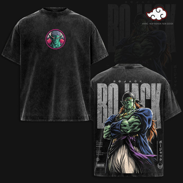Bojack - DBZ Oversized Anime Graphic Tee, Acid Washed Heavy Cotton Shirt, Vintage DBZ Villain Streetwear, Unisex Anime Merch, Gift for DBZ Fans