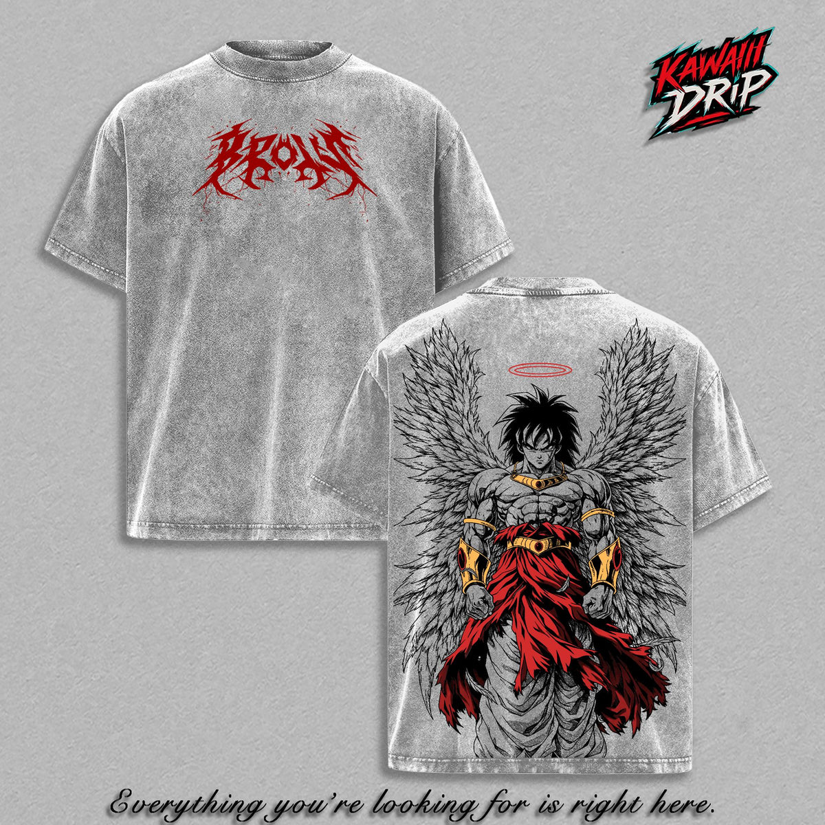 Legendary Super ''Saiyan'' Broly T-Shirt | DBZ Broly Graphic Tee | Angel Broly Manga Back Print Shirt | Powerful ''Saiyan'' Anime Streetwear Top Tee | Vintage Clothing Washed Otaku Fan Gift | Soft Cotton Unisex T-Shirt