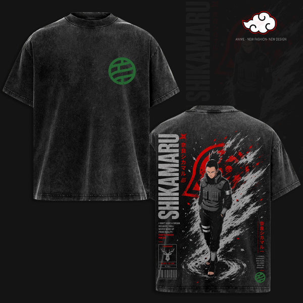 Shikamaru Vintage Washed T Shirt, Shadow Possession Jutsu Anime Graphic Tee, Heavyweight Acid Wash Cotton Streetwear Shirt, Retro Manga Oversized Tee, Gift for Naruto Fans