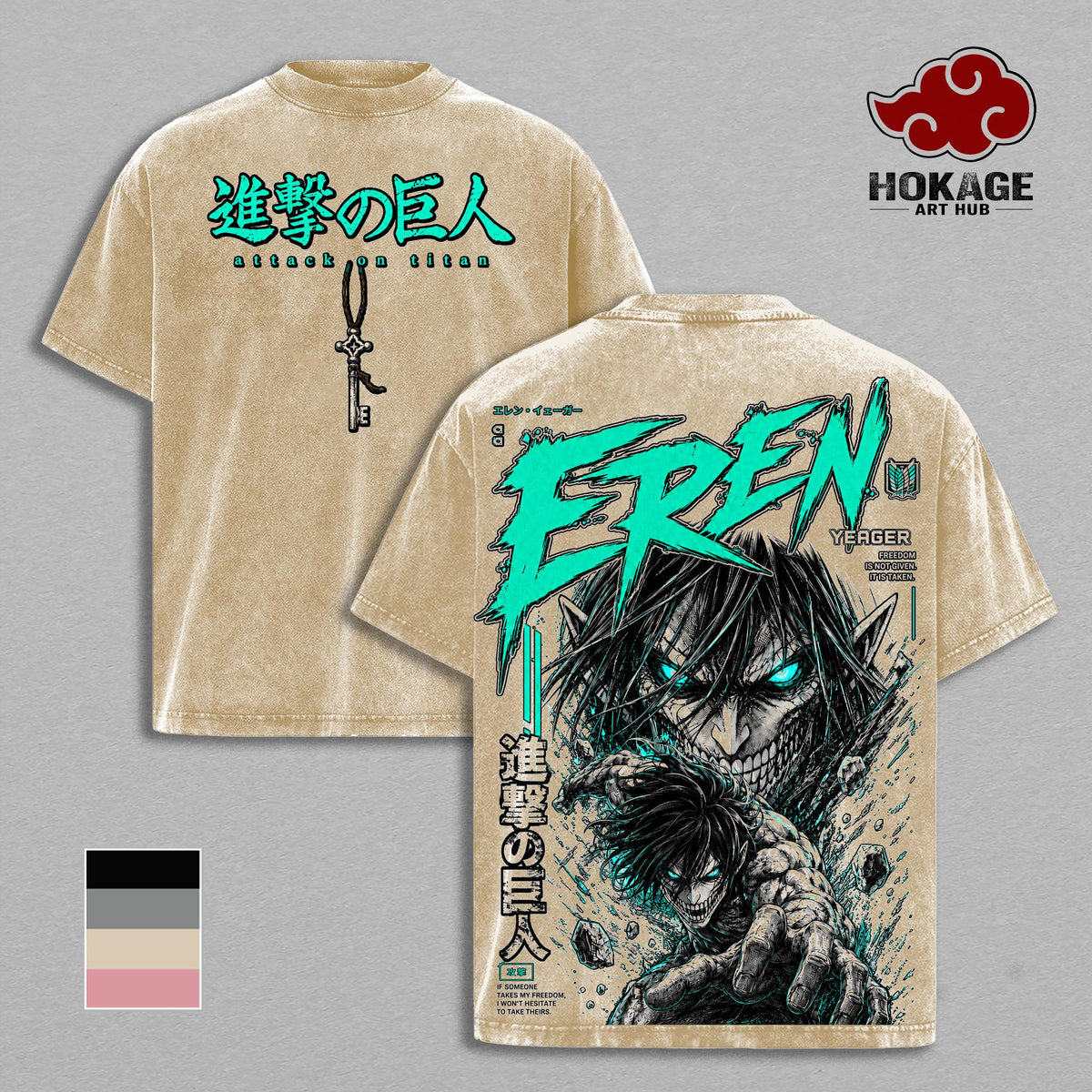 Eren Yeager Attack on Titan T-Shirt, Founding Titan Anime Graphic Tee, Back Print Vintage 90s Anime Shirt, Graphic Tees Men, Trendy Tshirts, Men's T Shirts, AOT Streetwear, Unisex Cotton Distressed Tee, Merch For Men, Men Fashion Graphic Tee