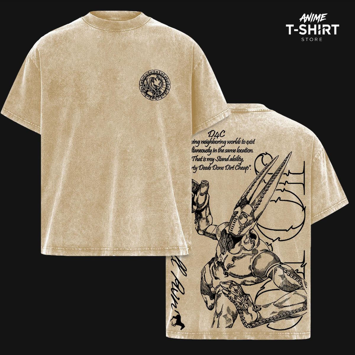 D4C T-Shirt JoJo’s Bizarre Adventure, President Valentine Graphic Tee, Steel Ball Run Anime T‑Shirt ,Retro Washed Cotton, Unisex Anime Streetwear