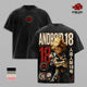 Android 18 DBZ Vintage Washed Oversized T-Shirt, Red Ribbon Army Double Printed Anime Graphic Tee, Heavyweight Cotton Manga Streetwear, Retro Gamer Shirt