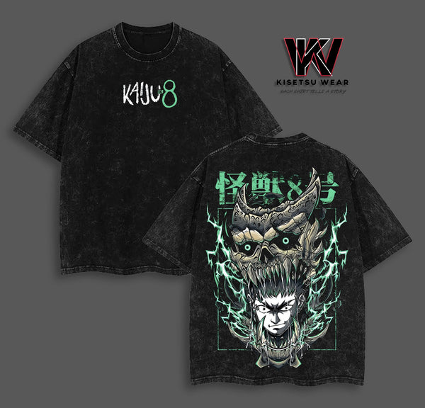 ''Kaiju Form'' Kafka Hibino Kaiju No.8 T-Shirt Anime Graphic Tee Oversized Acid Washed Soft Cotton Shirt Anime Streetwear Menswear Summer Gift for Anime Fans