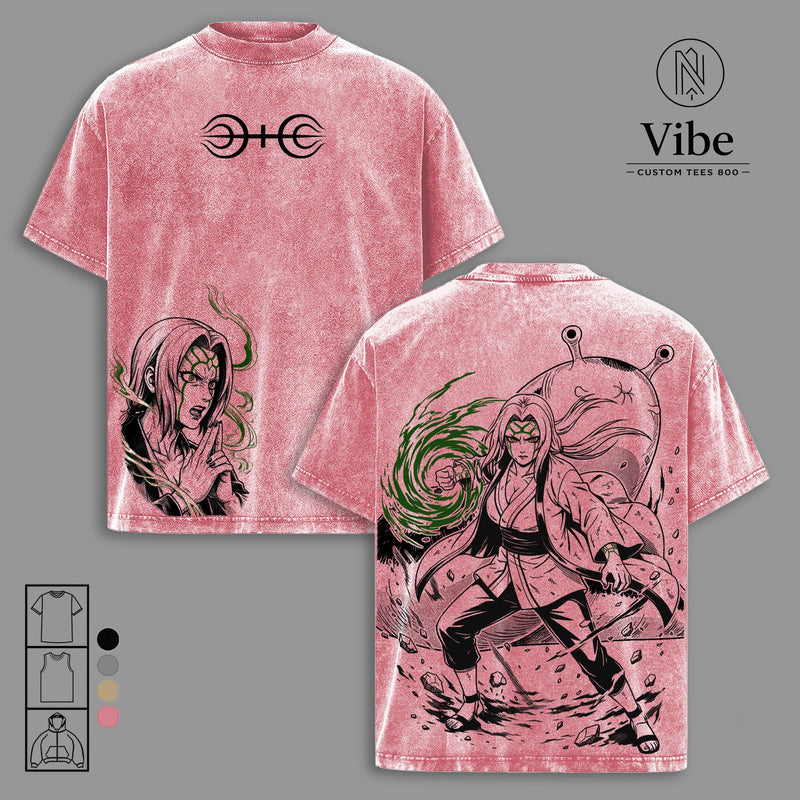 Tsunade Senju Naruto Vintage Washed Oversized T-Shirt, Tank Top, Tsunade Graphic Tee, Anime Streetwear Heavyweight Cotton Unisex Shirt, Gift for Anime Fans
