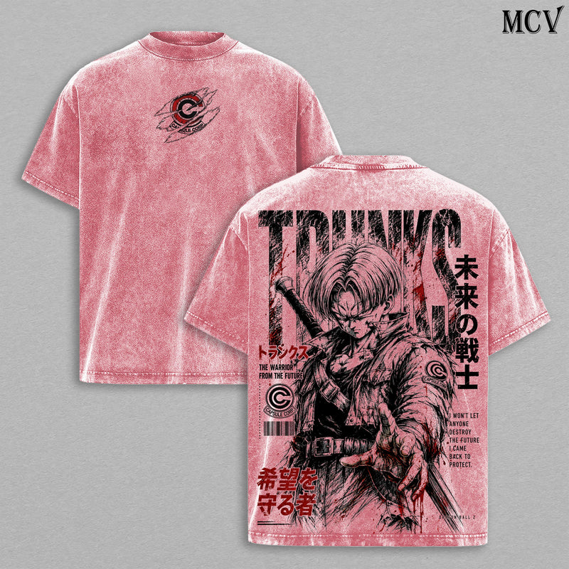 Future Trunks DBZ Tee – Future Trunks Vintage Washed T-Shirt | Capsule Corp | SuperSaiyan Warrior | Sword of Hope | DBZ Anime Manga Graphic Tee | Heavy Cotton Unisex Oversized Streetwear Top