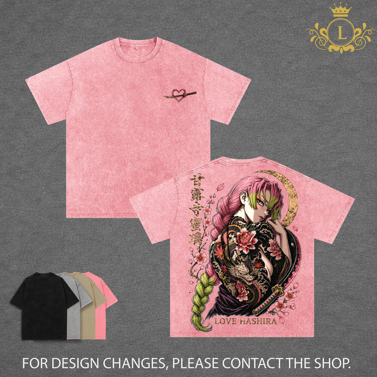 Mitsuri Kanroji - Demon Slayer T-Shirt,Love Hashira Anime Graphic Tee, Kimetsu No Yaiba Manga Shirt, Vintage Japanese Streetwear, Oversized Graphic Tees Men, Distressed Anime Shirt, Demon Slayer Merch for Men
