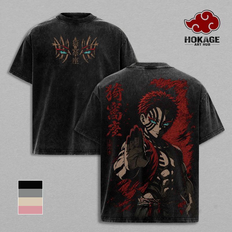 Men's Demon Slayer Graphic Short-Sleeve T-Shirt - Kimetsu No Yaiba Upper Moon 3 Vintage Washed Heavyweight Cotton Oversized Streetwear Tee, S/3XL/4XL, Gift for Anime Fans