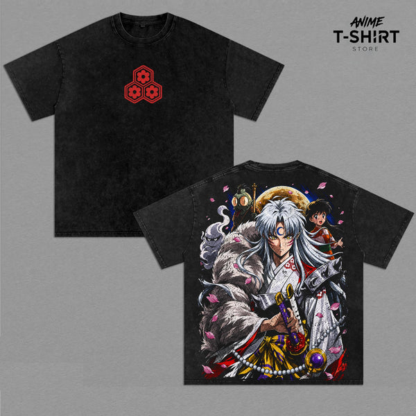Sesshomaru Inuyasha Vintage Washed Shirt Anime Graphic Tee Demon Lord Streetwear Oversized Unisex Gift for Inuyasha Fans Clothes Cotton