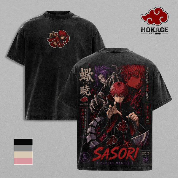 Sasori Naruto T-Shirt, Akatsuki Members Graphic Tee, Back Print Vintage 90s Anime Shirt, Graphic Tees Men, Trendy Tshirts, Men's T Shirts, NRT Streetwear, Unisex Cotton Distressed Tee