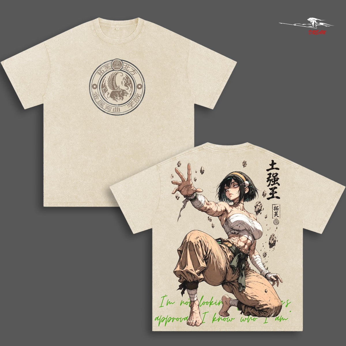 Toph Beifong Avatar: The Last Airbender Cartoon Double Printed Vintage Washed Tee Unisex Oversize Heavyweight Cotton T-shirt for Cartoon Fans and Lovers