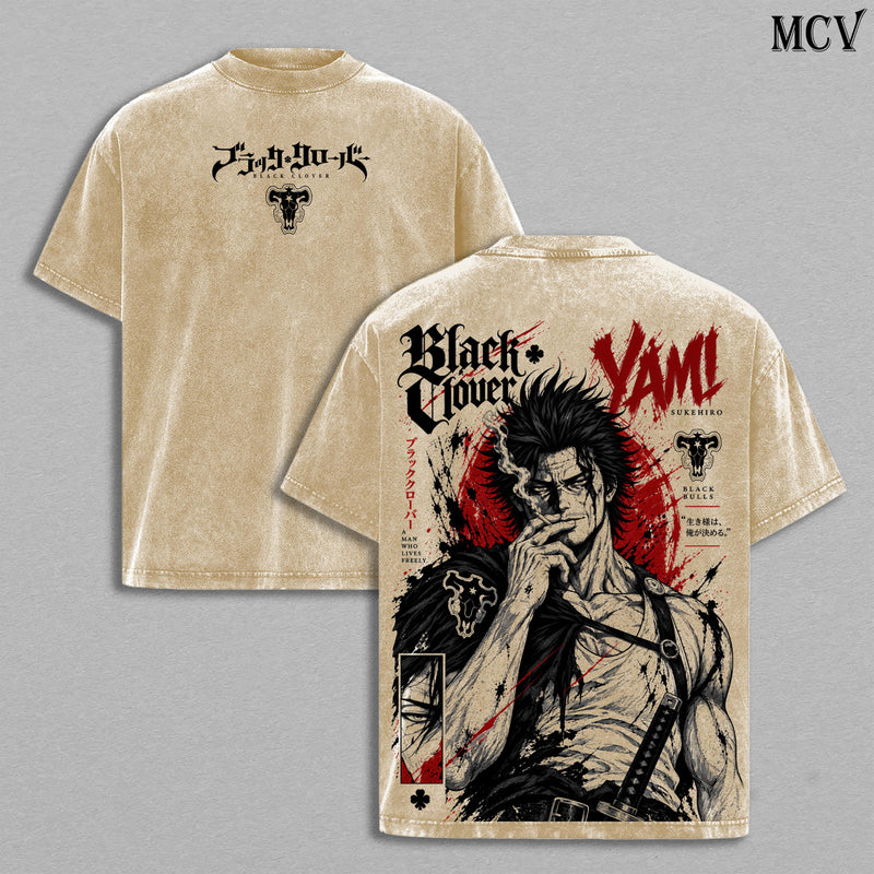 Yami Sukehiro Black Clover Season 2 Tee – Yami Vintage Washed T-Shirt | Black Bulls Captain | Dark Magic Swordsman | Spade Kingdom Raid | Dark Triad Arc | Black Clover 2026 Anime Manga Graphic Tee | Heavy Cotton Oversized Streetwear Top