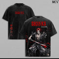 Shankss Washed Tee – Op Anime Graphic Double Printed T-Shirt, Menswear Heavy Cotton Unisex Oversize Vintage Streetwear