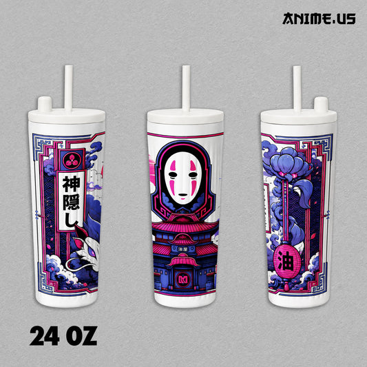 Insulated Tumbler No Face Kaonashi Spirited Away Anime Vacuum Insulated Stainless Steel 17oz 24oz 30oz Travel Coffee Mug Double Wall Thermal Drink Cup Hot Cold Beverage Anime Gift for Fans
