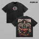 Attack Titan Halloween Vintage Black Wash T-Shirt, Eren Rumbling Skeleton Colossal Titan Horror Anime Back Print Tee, Oversized Heavy Cotton Gym Streetwear, Unisex Manga Fan Gift