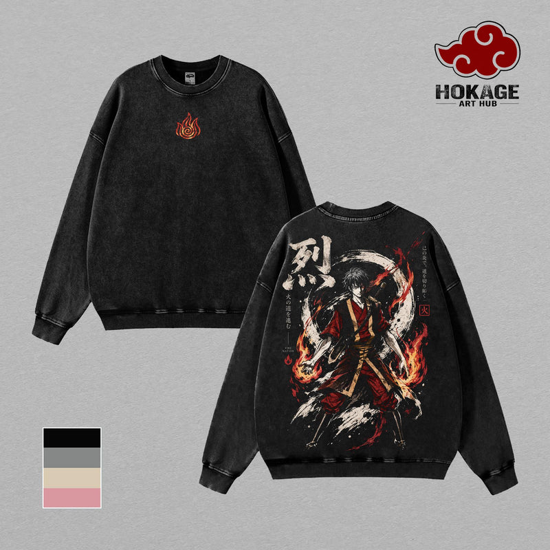 Zuko Avatar Sweatshirt T-Shirt, Hoodie & Tank Top Zuko Avatar Aang: The Last Airbender Vintage Washed Graphic Tee | Fire Lord | Fire Nation Warrior | Heavy Cotton Unisex Oversized Streetwear Top