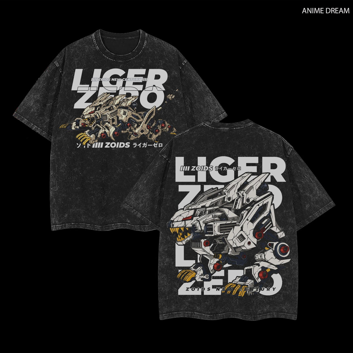 Zoids Liger Zero T-Shirt, Oversized Washed Vintage Anime Tee, Mecha Robot Graphic Shirt, Retro 90s Japanese Anime Streetwear