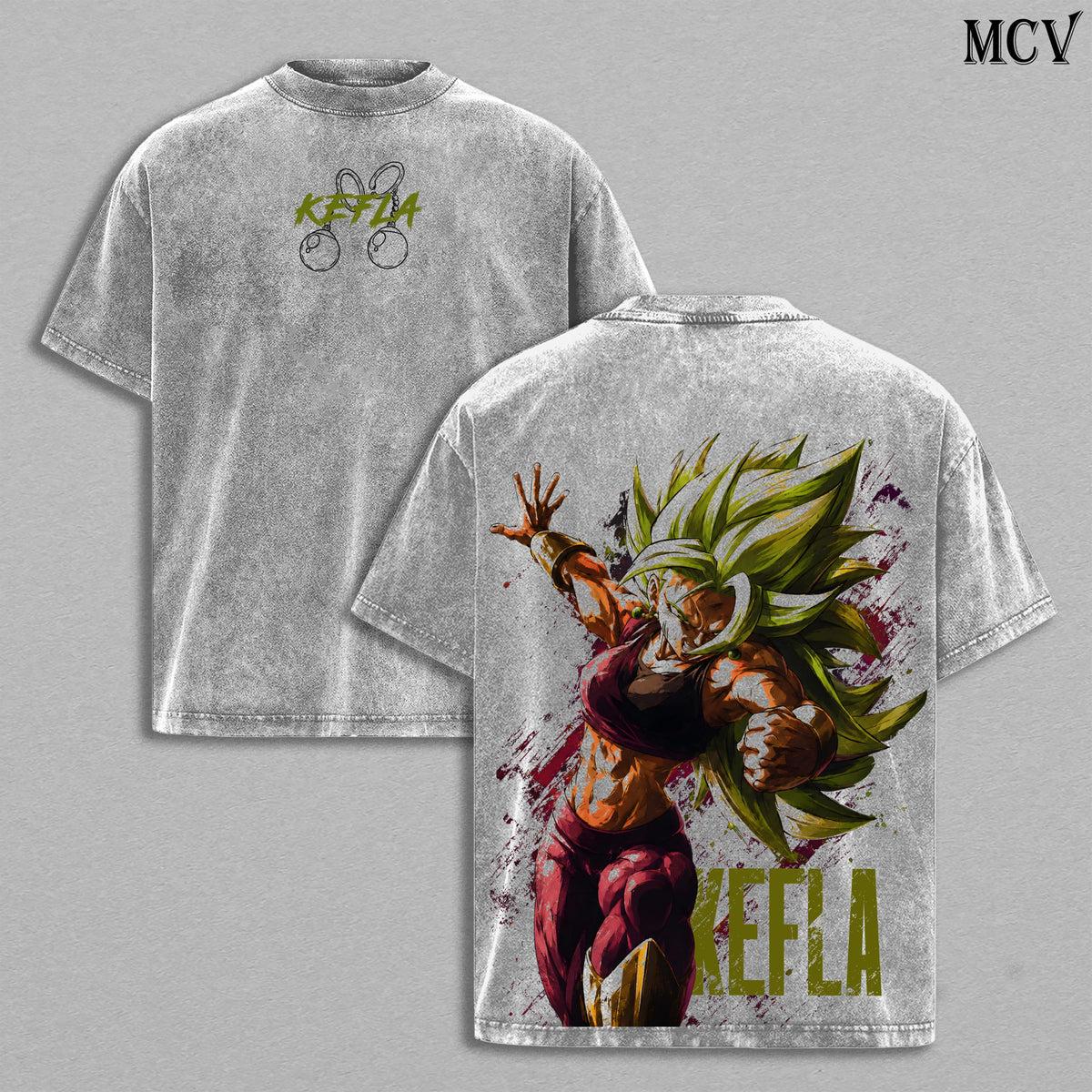 Kefla DBZ Washed Tee | DBS Anime Shirt | Fusion Queen | Female Super Saiyan | Potara Fusion Warrior | Berserk Saiyan Girl | Green Aura Fighter | Anime Manga Graphic Double Printed T-Shirt | Heavy Cotton Unisex Oversize Streetwear Vintage Edition