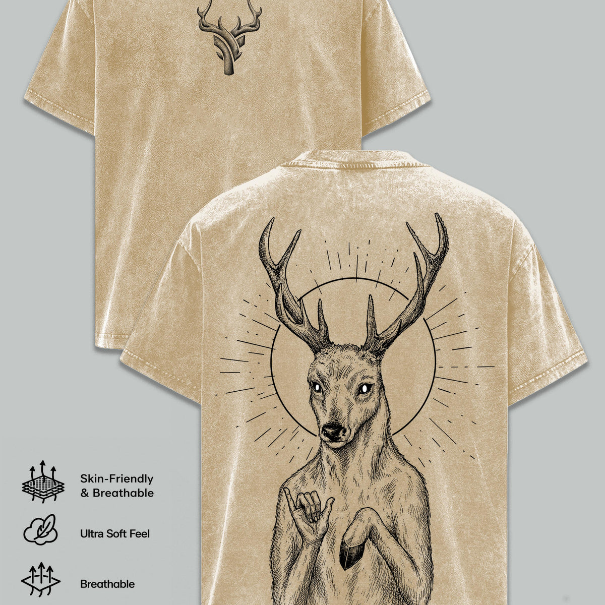 DEER GOD The Lich Adventure Time Vintage Washed Oversized T-Shirt, Double Printed Dark Fantasy Graphic Tee, Heavyweight Cotton Cartoon Streetwear, Retro Gothic Fan Merch, Unisex Gift For Adventure Time Fans