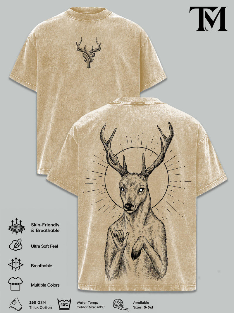 DEER GOD The Lich Adventure Time Vintage Washed Oversized T-Shirt, Double Printed Dark Fantasy Graphic Tee, Heavyweight Cotton Cartoon Streetwear, Retro Gothic Fan Merch, Unisex Gift For Adventure Time Fans