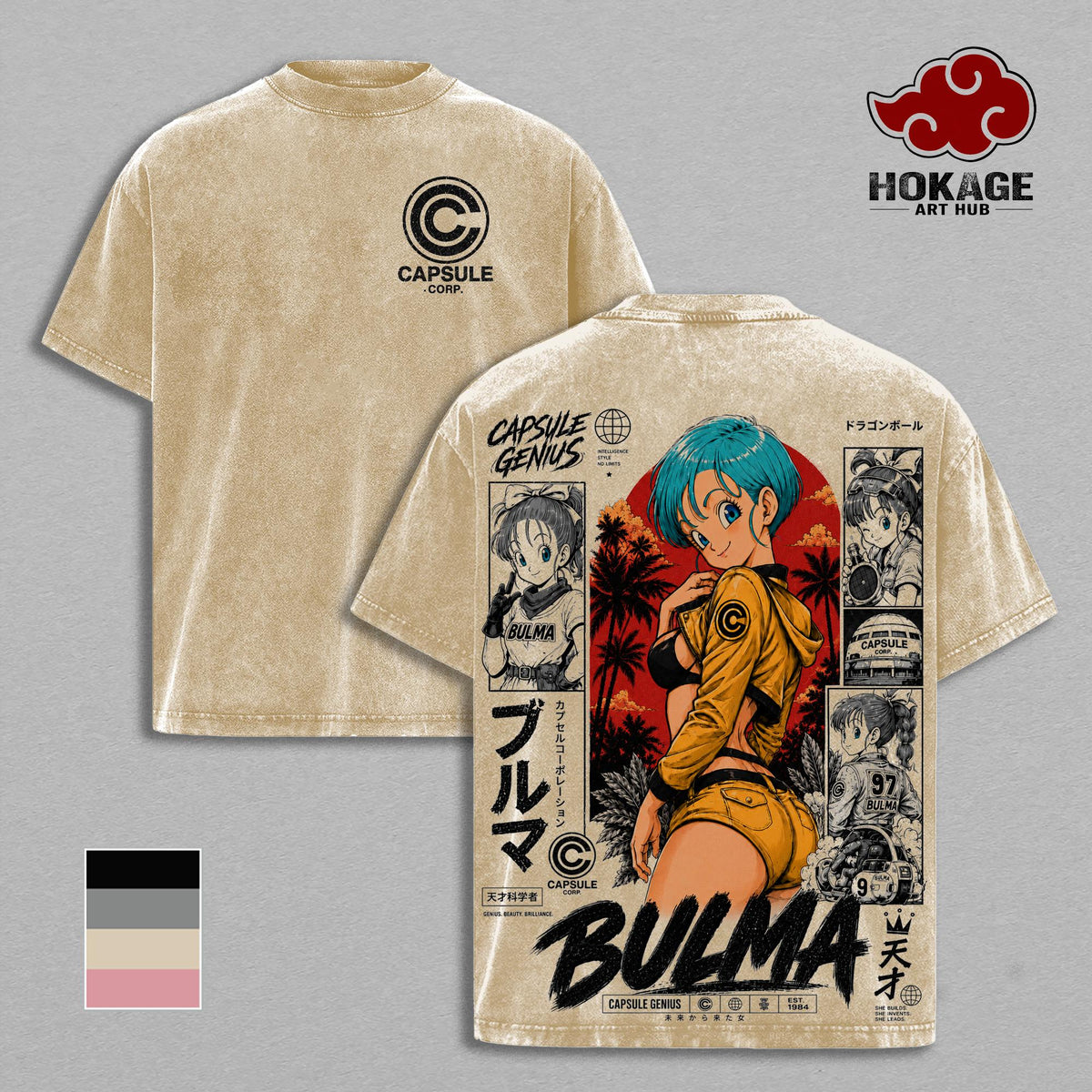 Bulma DBZ T-Shirt, Capsule Corp Genius Anime Graphic Tee, Back Print Vintage 90s Anime Shirt, Graphic Tees Men, Trendy Tshirts, Men's T Shirts, DBZ Streetwear, Unisex Cotton Distressed Tee, Merch For Men, Men Fashion Graphic Tee