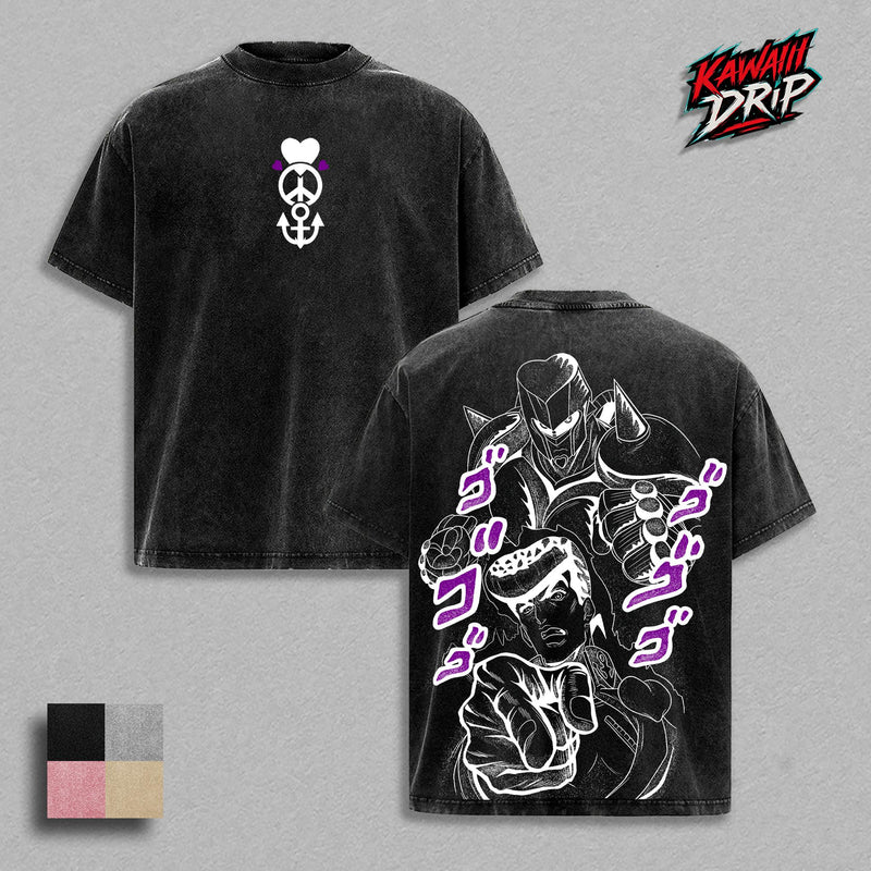 Josuke Higashikata JoJo Shirt & Hoodie | Crazy Diamond Stand Anime Graphic Tee Hoodie Set | JoJo’s Bizarre Adventure Manga Streetwear | Vintage Clothing Washed Oversized Heavyweight Cotton T-Shirt Hoodie | JJBA Fan Merch Unisex Casual Wear