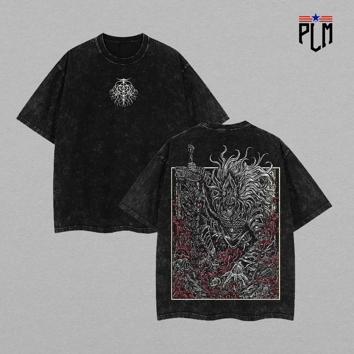 Maliketh Black Blade T-Shirt – Elden Ring Washed Oversized Tee, Dark Fantasy Gamer Merch, Vintage Soulslike Streetwear, Gift for Elden Ring Fans