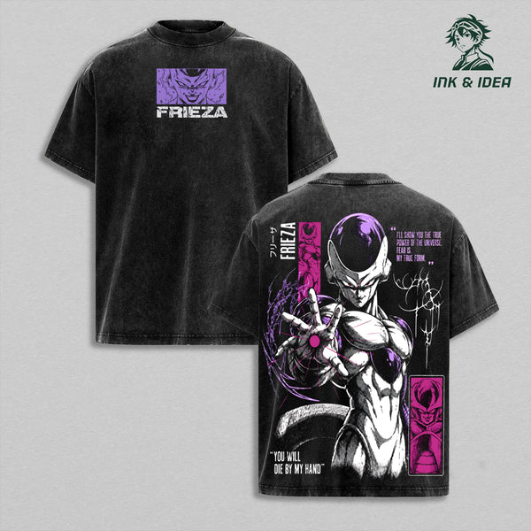 Frieza Vintage Washed Gym T-Shirt, Dragon Ball Z Graphic Tee, Emperor Frost Demon Anime Oversized Heavy Cotton Shirt, Retro Manga Unisex Streetwear