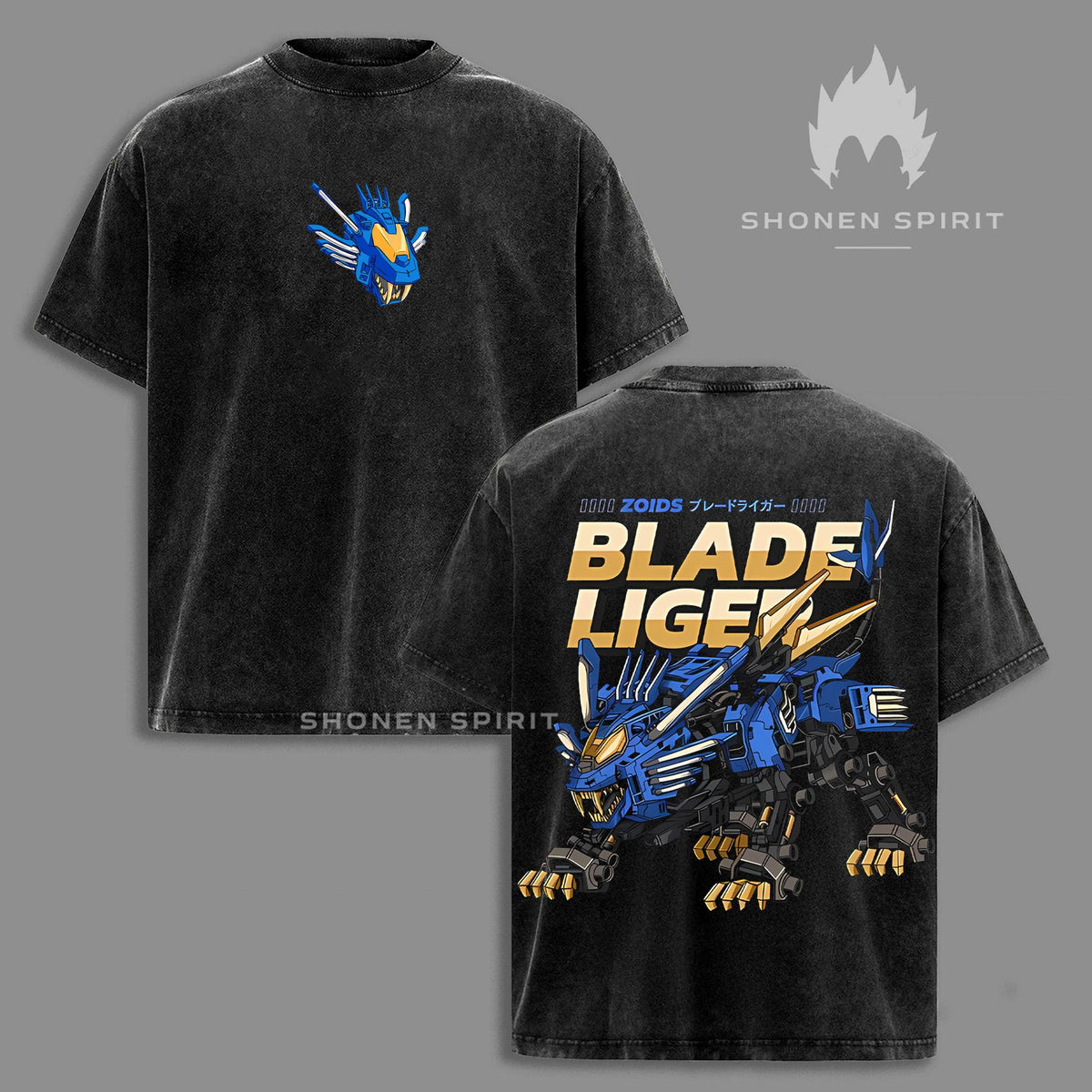 Zoids Blade Liger Oversized T-Shirt, Vintage Washed Anime Tee, New Century Zero Mecha Robot Graphic Shirt, Japanese Manga Streetwear Fashion