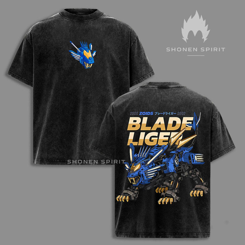 Zoids Blade Liger Oversized T-Shirt, Vintage Washed Anime Tee, New Century Zero Mecha Robot Graphic Shirt, Japanese Manga Streetwear Fashion