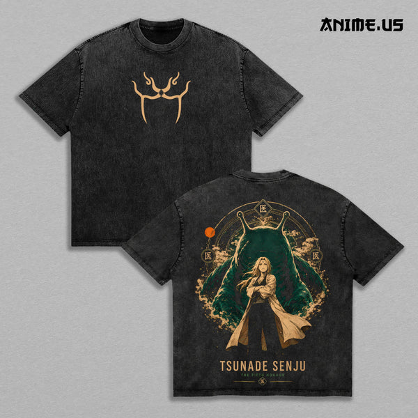 Tsunade Senju Naruto Fifth Hokage Anime Graphic Vintage Shirt, Slug Sage Medical Ninja Double Printed Tee Heavyweight Cotton Streetwear
