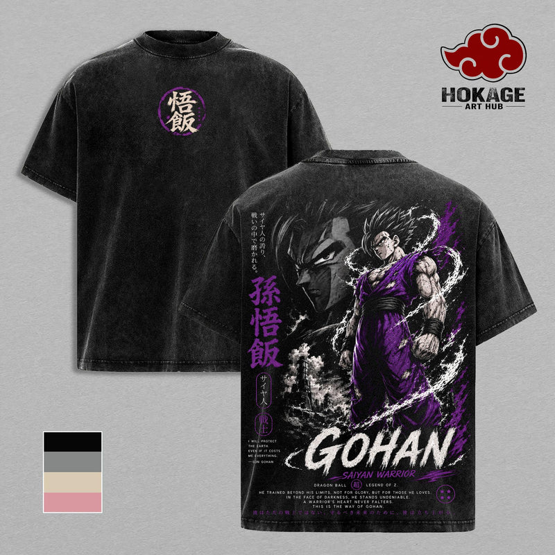 Gohan DBZ T-Shirt, Saiyan Warrior Anime Graphic Tee, Back Print Vintage 90s Anime Shirt, Graphic Tees Men, Trendy Tshirts, Men's T Shirts, DBZ Streetwear, Unisex Cotton Distressed Tee, Merch For Men, Men Fashion Graphic Tee