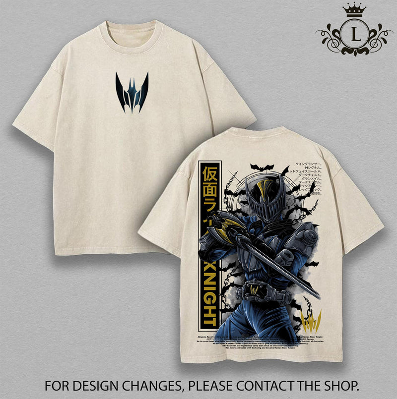 Kamen Rider Knight Oversized Tee | Vintage Tokusatsu Streetwear | Superhero Manga Graphic Shirt | Heavyweight Cotton Oversized Tee | Dark Aesthetic Otaku Apparel | Unisex Anime Streetwear | Trending Streetwear 2025