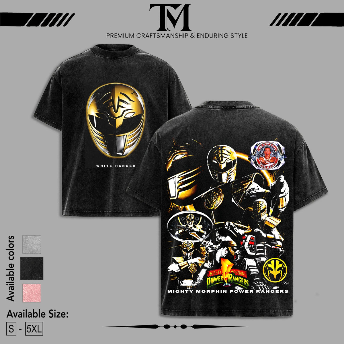 Yellow Ranger Mighty Morphin Power Rangers Doubled Printed Oversize Lightweight Tee, Vintage Graphic TV Show Top Cotton, Movie Lover, Streetwear Soft Crew Neck, Gift for fan