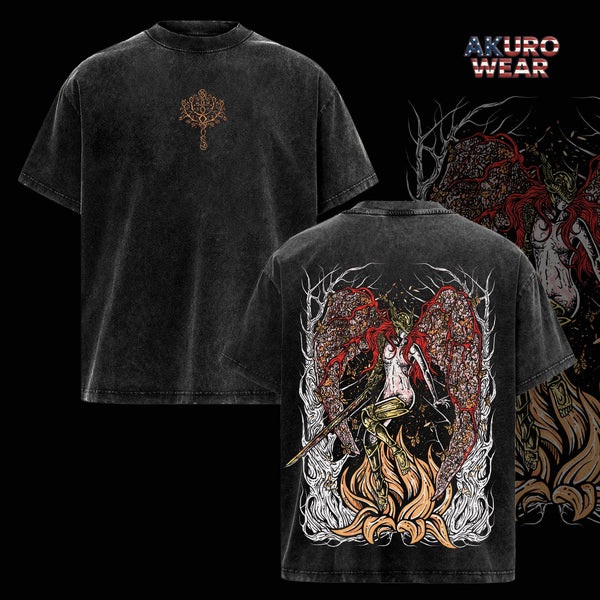 Malenia T-Shirt – Vintage Washed Oversized Elden Ring Tee, Dark Fantasy Warrior Art Shirt, Heavy Cotton Casual Streetwear Top, Unisex Apparel for Elden Ring Fans, Gift for FromSoftware Lovers