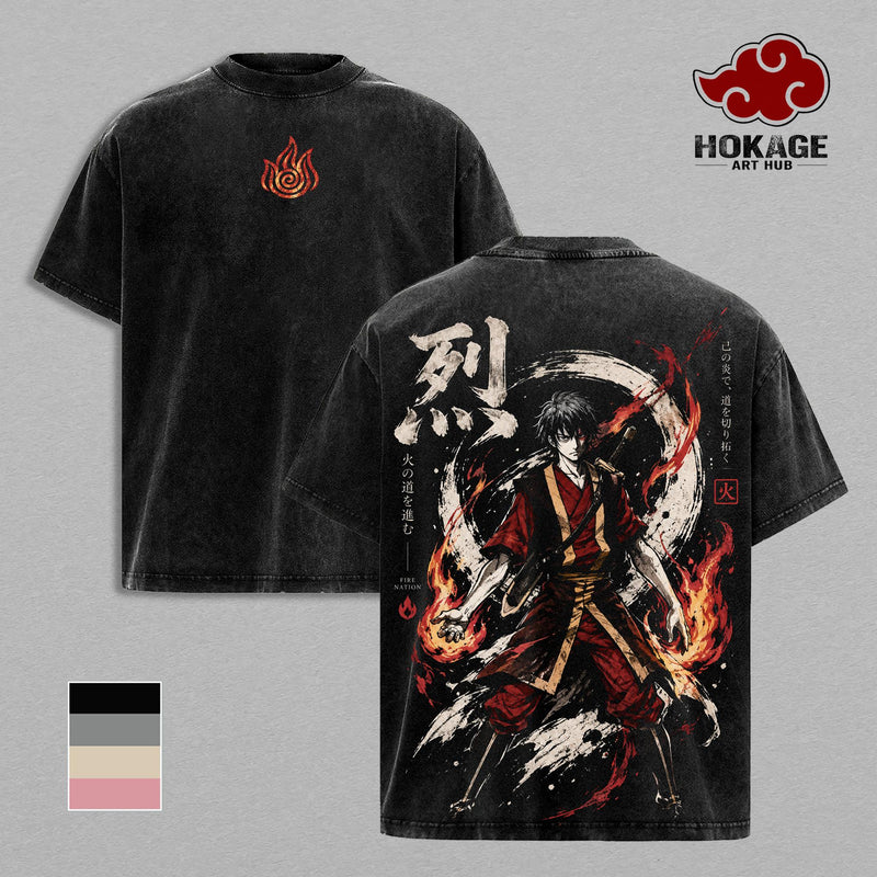 Zuko Avatar Sweatshirt T-Shirt, Hoodie & Tank Top Zuko Avatar Aang: The Last Airbender Vintage Washed Graphic Tee | Fire Lord | Fire Nation Warrior | Heavy Cotton Unisex Oversized Streetwear Top