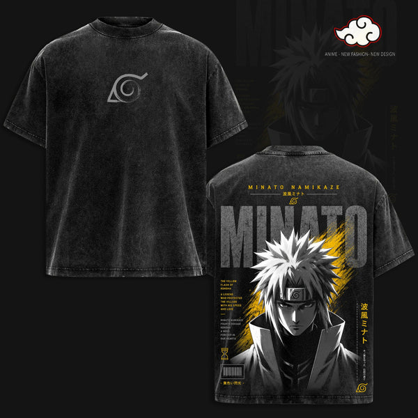 Minato Namikaze Vintage Washed T Shirt, Naruto Shippuden Shirt, Yellow Flash Anime Shirt, Acid Wash Vintage Anime Tee, Gift for Anime Fans