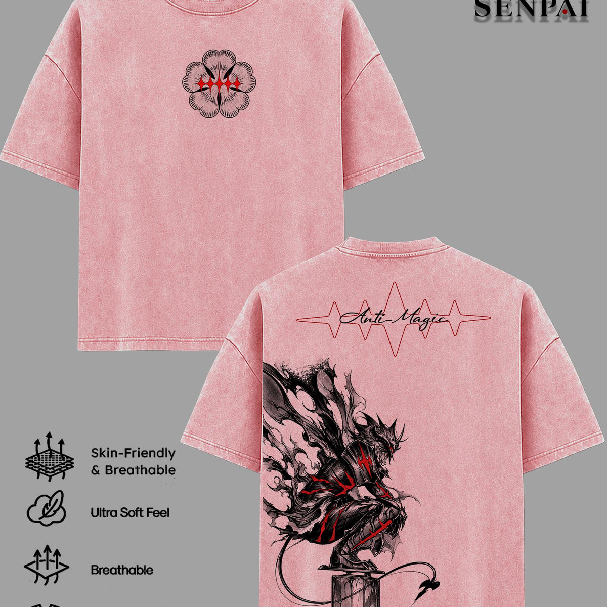 Asta T-Shirt & Hoodie Washed, Black Clover Anime Oversized Graphic Tee, Heavyweight Cotton Unisex Shirt, Dark Fantasy Manga Streetwear, Gift For Men Women