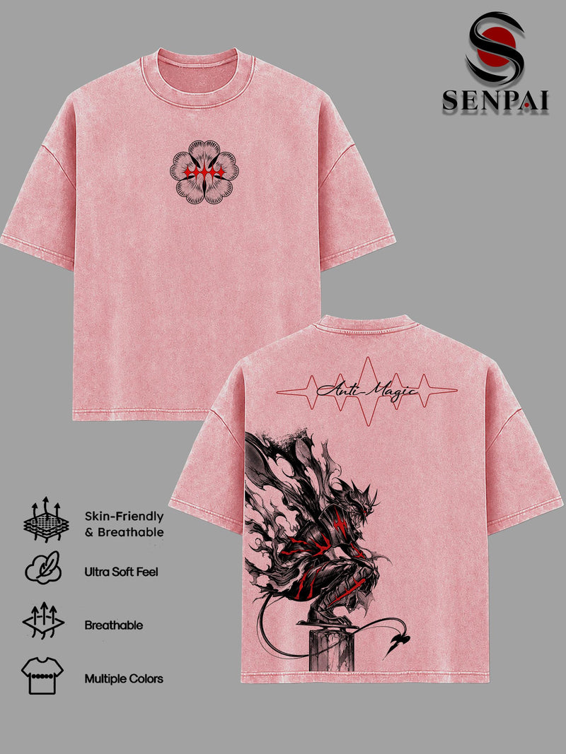 Asta T-Shirt & Hoodie Washed, Black Clover Anime Oversized Graphic Tee, Heavyweight Cotton Unisex Shirt, Dark Fantasy Manga Streetwear, Gift For Men Women