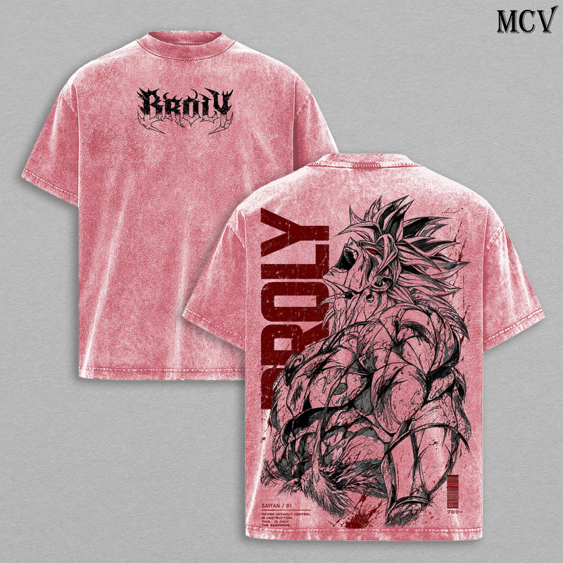 Broly DBZ Washed Tee – SuperSaiyan Berserker Anime Graphic Double Printed T-Shirt Menswear Heavy Cotton Unisex Oversize Streetwear Vintage Battle Beast Edition