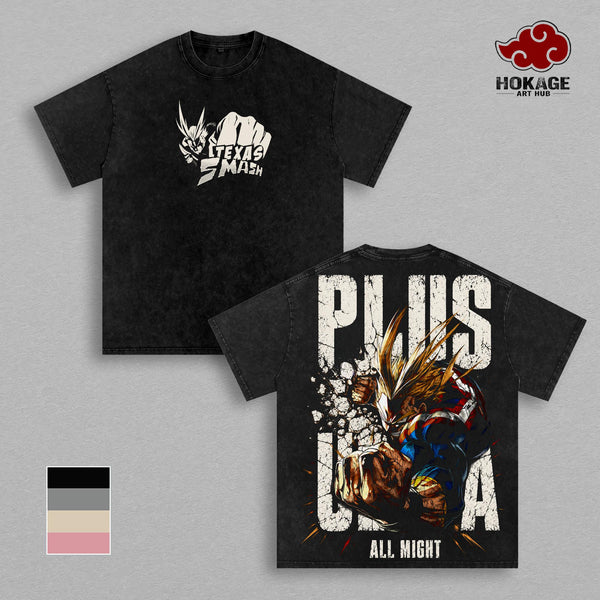 All Might My Hero Academia T-Shirt, Plus Ultra Graphic Tee, Vintage Washed Anime Shirt, Oversized T Shirt, Tank Top, MHA Streetwear, Graphic Tees Men
