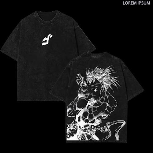 Jojo's Bizarre Adventure Anime Double Printed Vintage Washed Tee Unisex Oversize Anime Manga Washed Heavyweight Cotton T-shirt, Gift For Anime Fan, Anime Lover