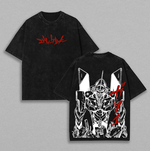 Retro Heavy Limited EVA Unit 01 Shin Seiki Evangelion Anime Double Printed Vintage Washed Tee Unisex Oversize Anime Manga Washed Heavyweight Cotton T-shirt, Gift For Anime Fan Lover Live